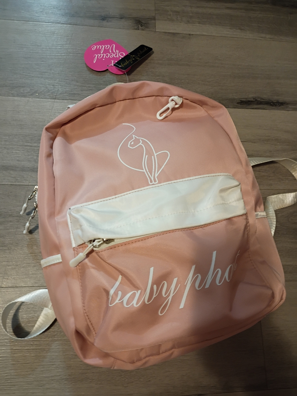 Baby Phat Blush Pink Backpack with White Trim
